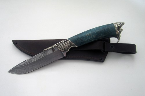 Нож "Енот" (торцевой дамаск) - работа мастерской кузнеца Марушина А.И.